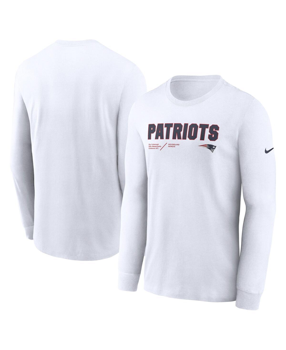 Mens Nike White New England Patriots Infograph Lock Up Performance Long Sleeve T-shirt Product Image