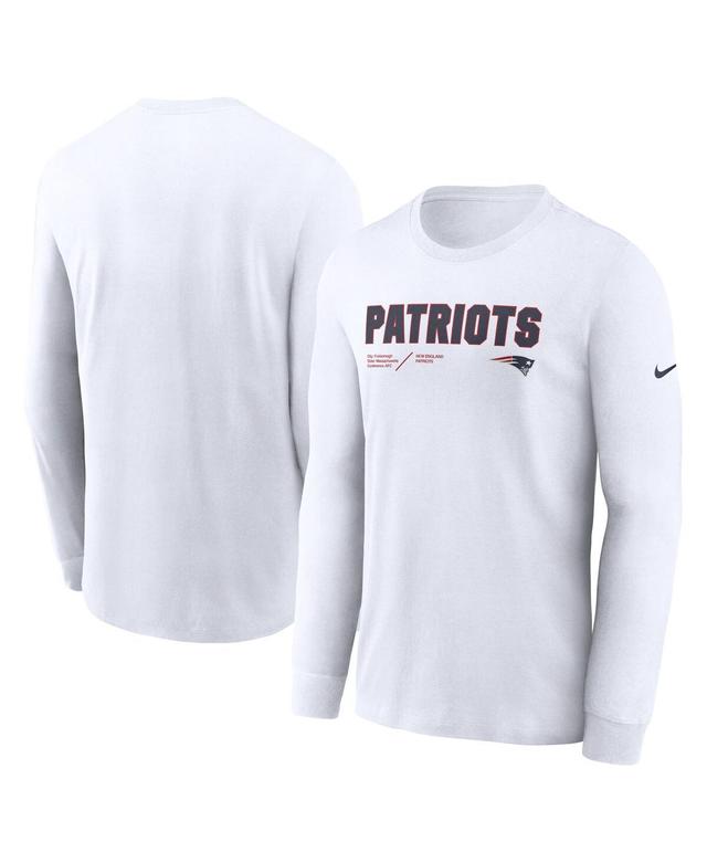 Mens Nike White New England Patriots Infograph Lock Up Performance Long Sleeve T-shirt Product Image