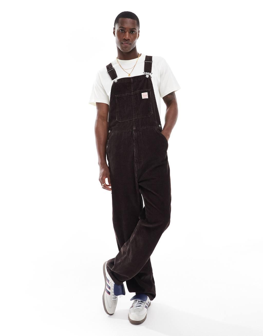 Levi's Workwear straight fit cord overalls in brown Product Image