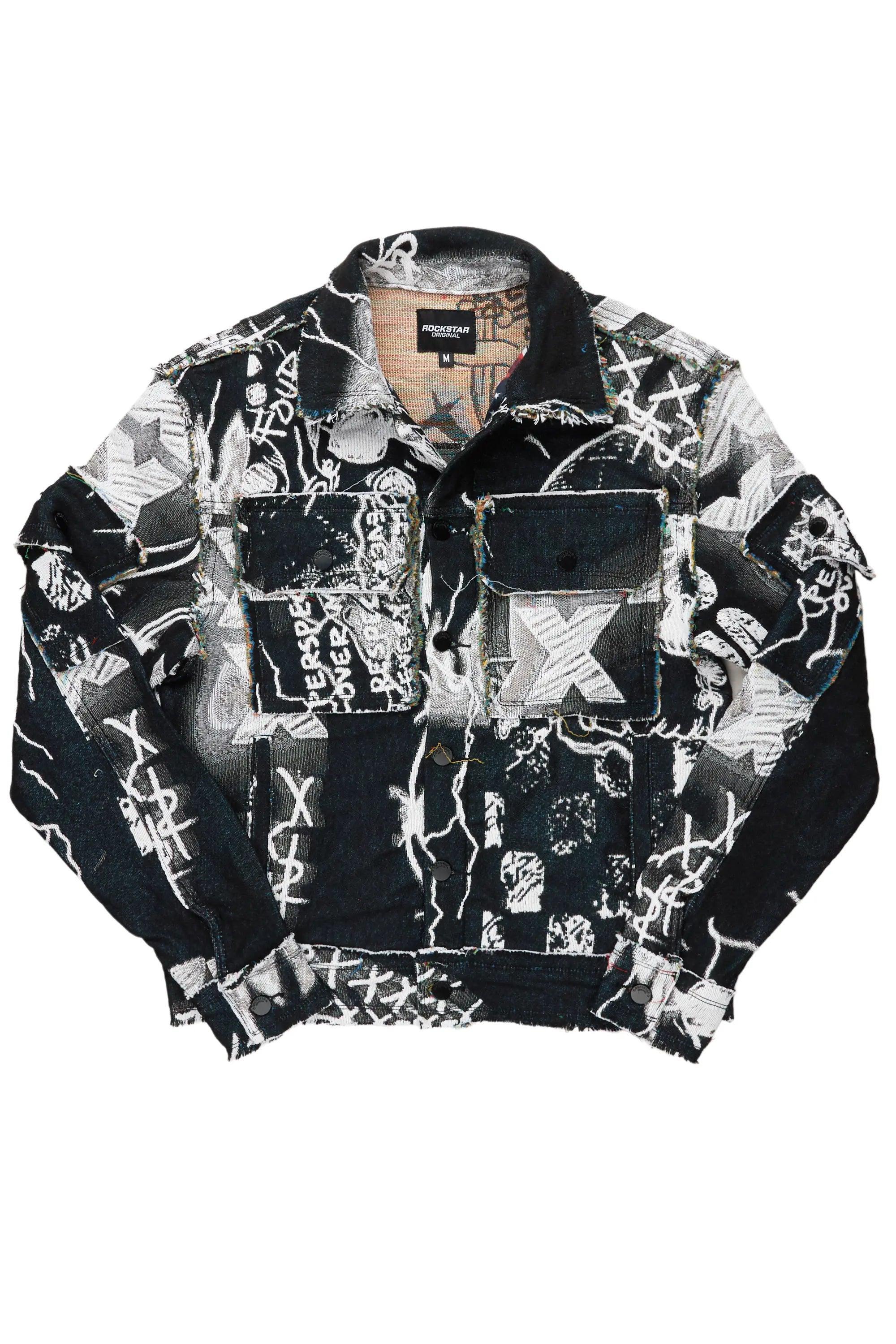 Zane Black/White Tapestry Trucker Jacket Male Product Image