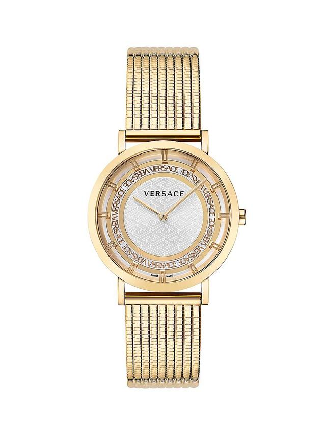 Womens La Greca White Embossed Dial Ion-Plated Yellow Gold Bracelet Watch Product Image