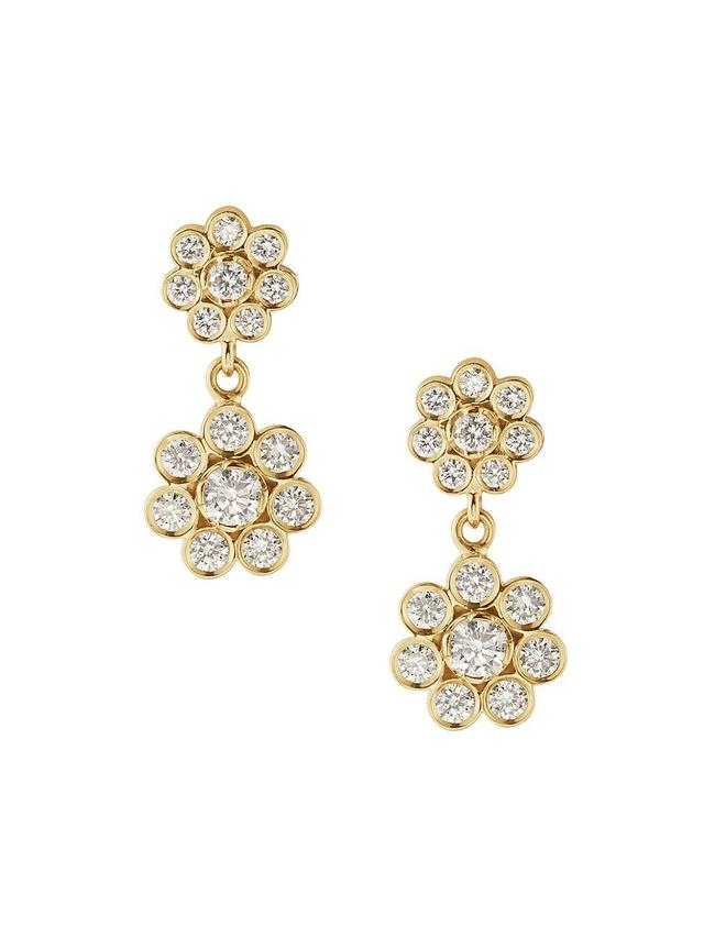 Womens Bellis Deux 18K Yellow Gold & Diamond Earring Product Image