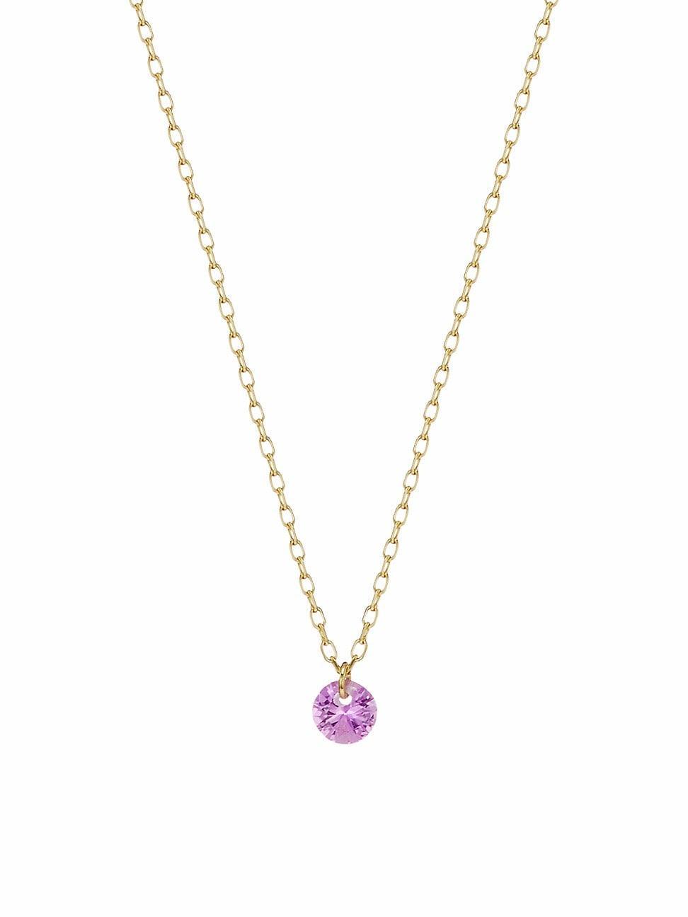 Womens La Vie En Rose 18K Yellow Gold & Pink Sapphire Pendant Necklace Product Image