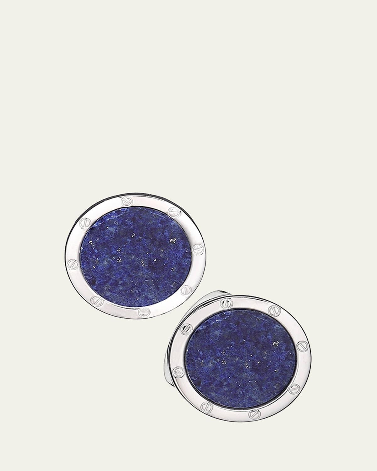 Jan Leslie Round Lapis Cuff Links, Blue - BLUE Product Image