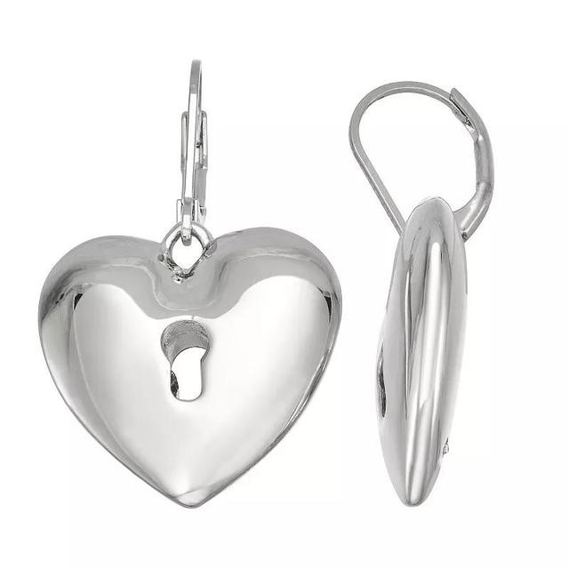 Simply Vera Vera Wang Silver Tone Puffy Heart Drop Leverback Earrings, Womens Product Image