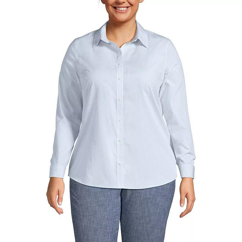 Plus Size Lands End Wrinkle-Free No Iron Button-Front Shirt, Womens Product Image