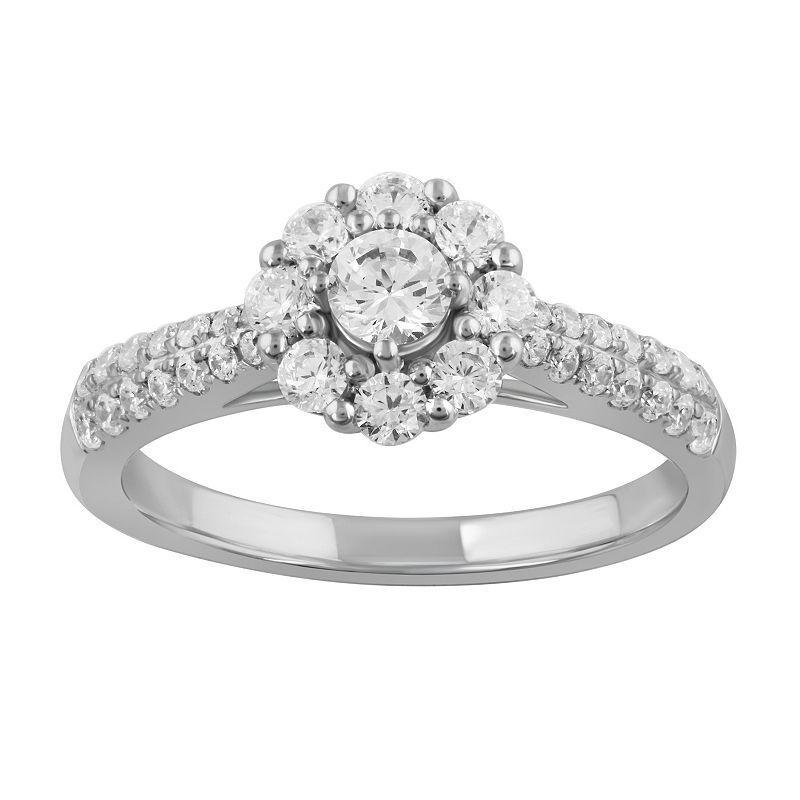 Simply Vera Vera Wang 14k White Gold 3/4 Carat T.W. Diamond Flower Engagement Ring, Womens Product Image