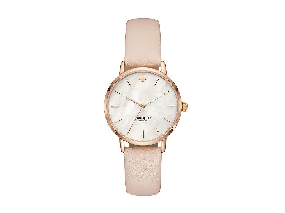 kate spade new york Metro Mother-of-Pearl Analog Leather-Strap Watch Product Image