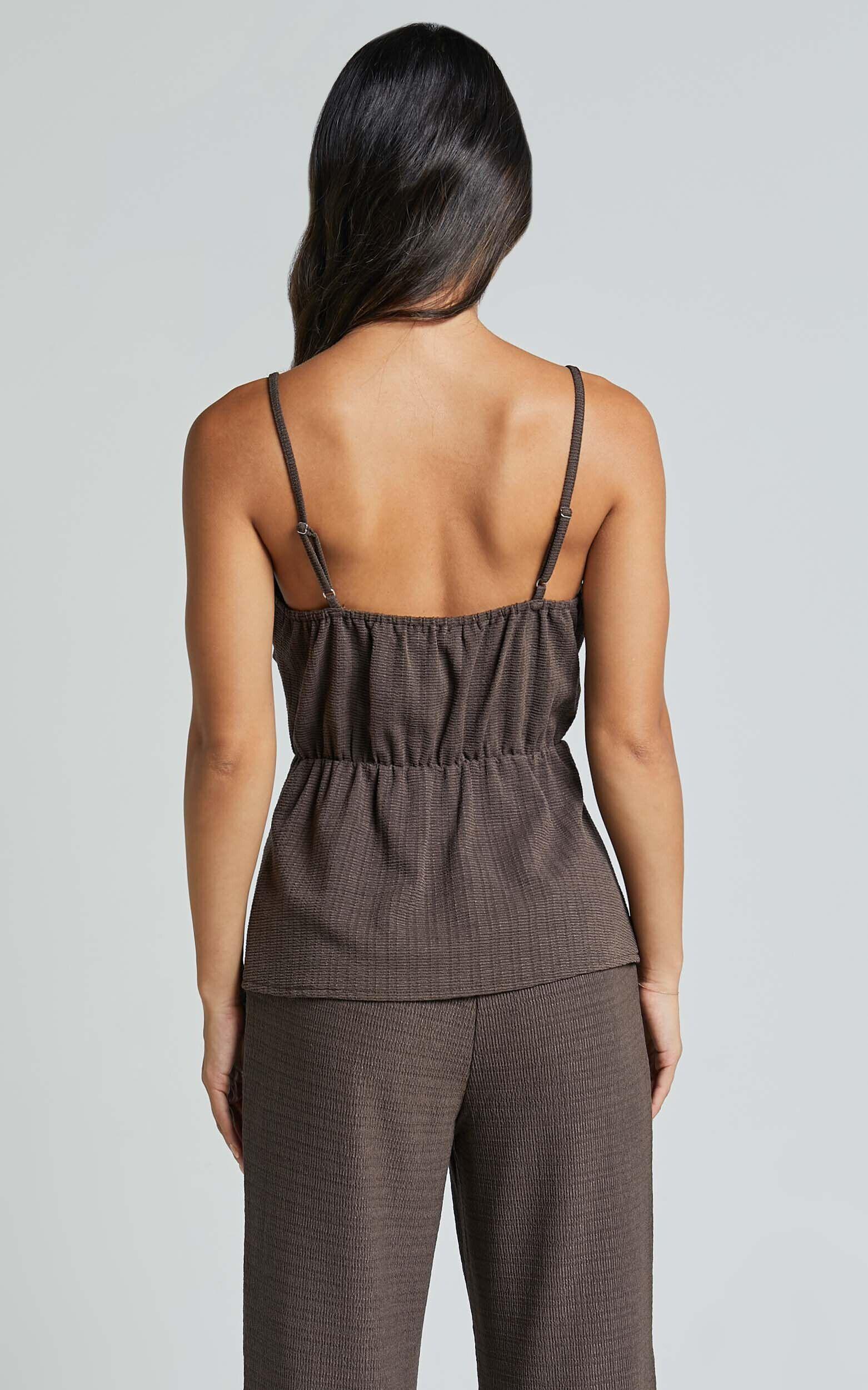 Suki Top - Ruched Bust Cami Top in Dark Oak Product Image