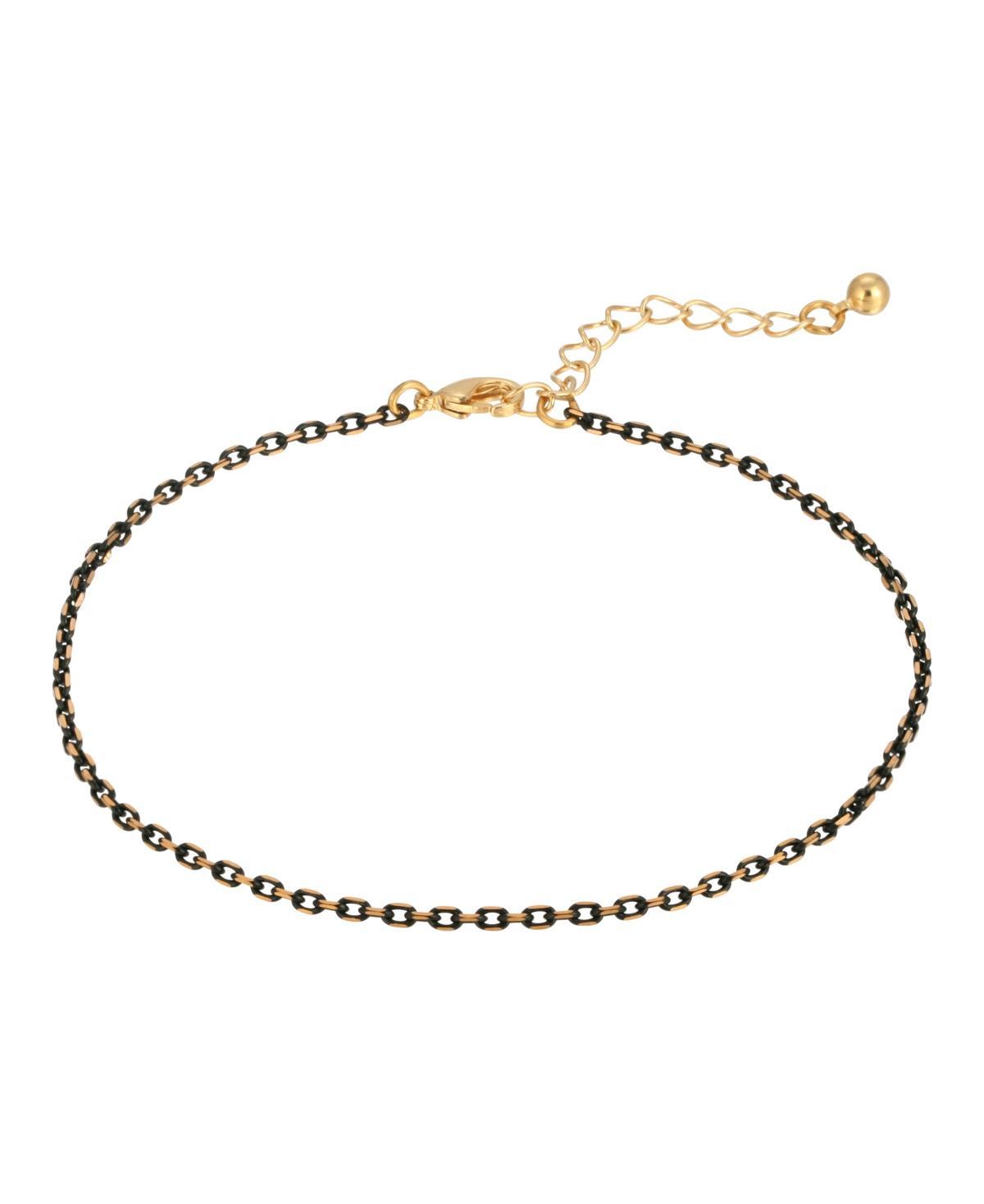 1928 Gold Tone & Black Tone Chain Anklet, Women's - Size: One Size Product Image