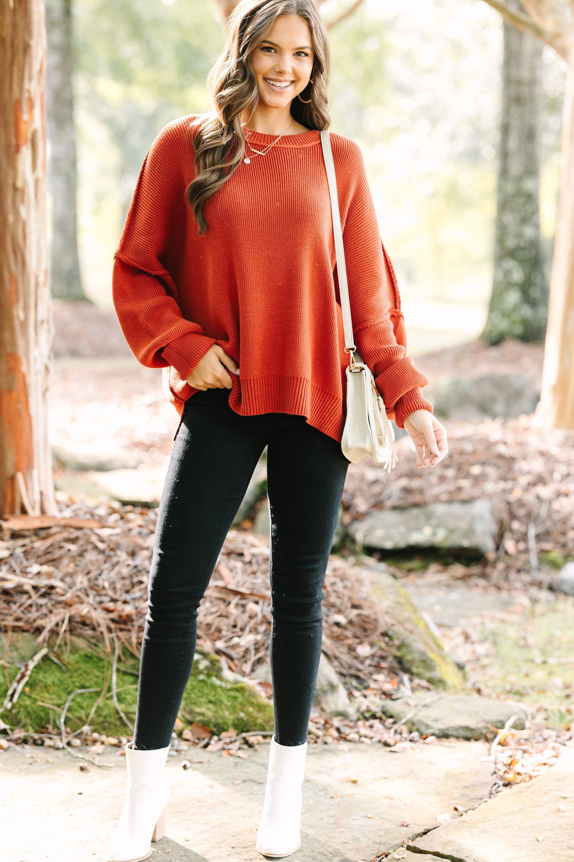 Give You Joy Clay Orange Dolman Sweater Female Product Image