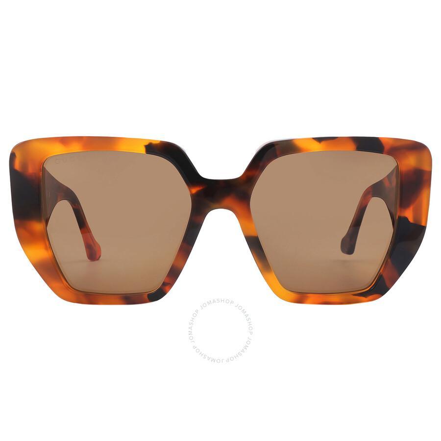 Brown Geometric Ladies Sunglasses Gg0956s 007 54 In Gray Product Image