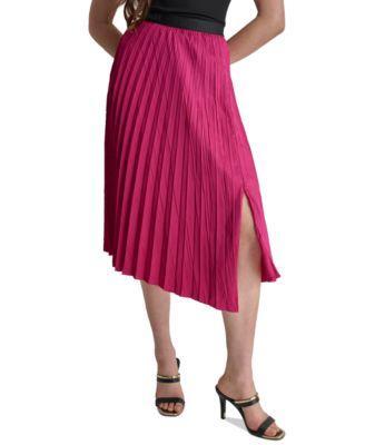 Women's Asymmetric Pleated Pull-On Midi Skirt Product Image