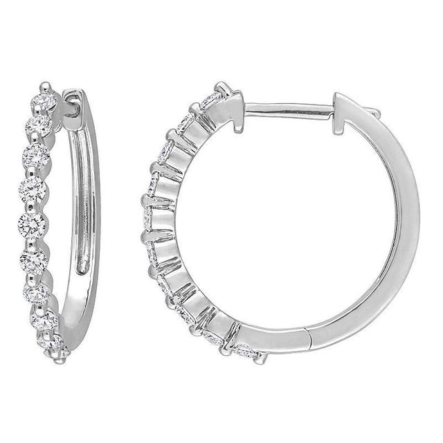 Stella Grace Platinum Over Sterling Silver 5/8 Carat T.W. Lab-Grown Diamond Hoop Earrings, Womens, White Product Image