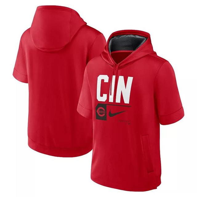 Mens Nike Red Cincinnati Reds Tri Code Lockup Short Sleeve Pullover Hoodie Product Image