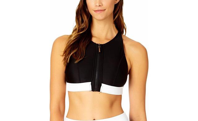 Coppersuit Womens Colorblock Zip Longline Bra Swim Top Product Image