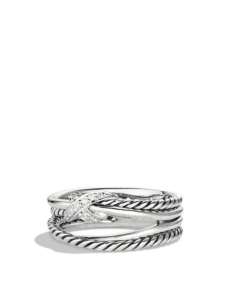 Womens X Crossover Band Ring in Sterling Silver Product Image