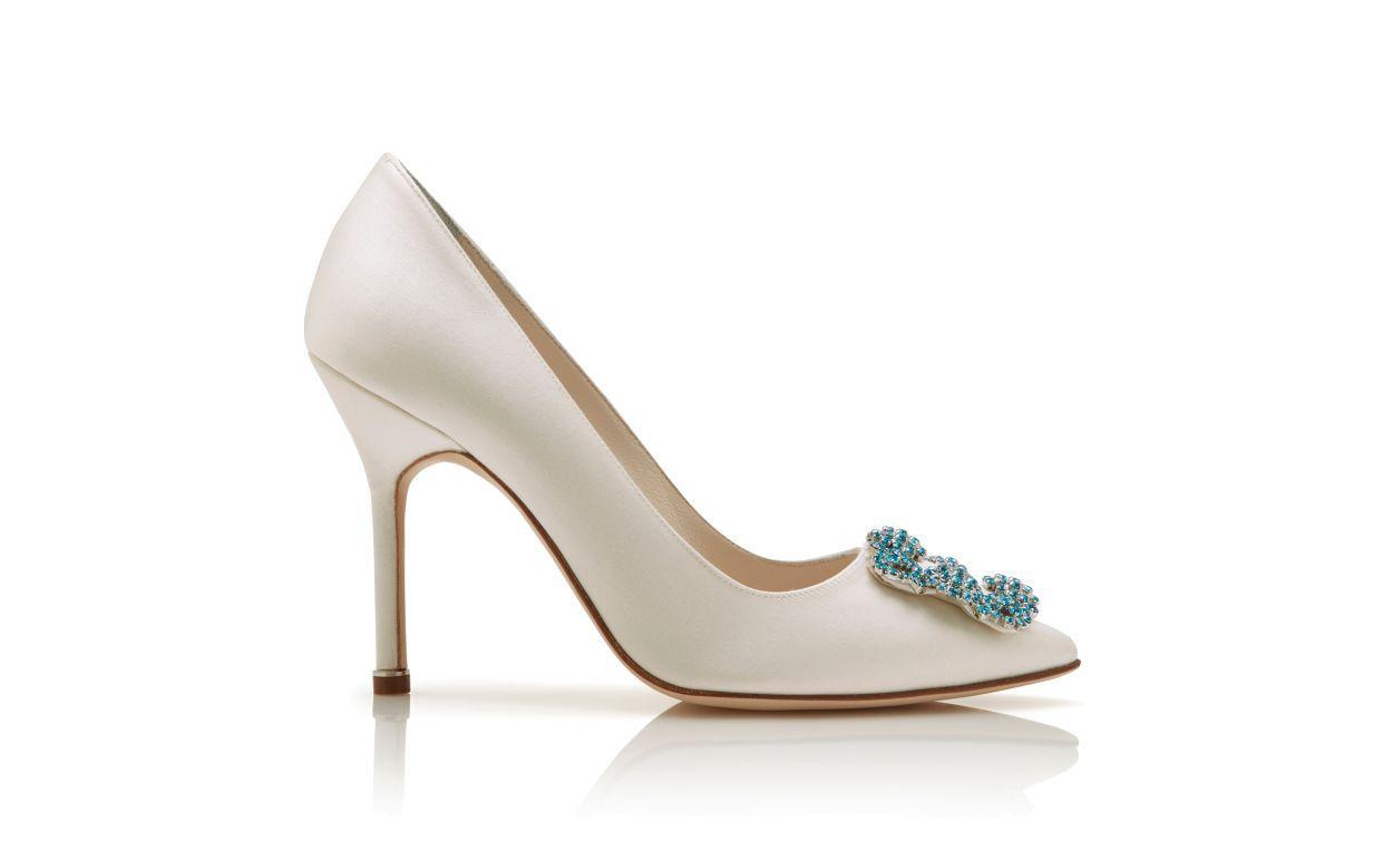 HANGISI BRIDE White Satin Jewel Buckle Pumps Product Image