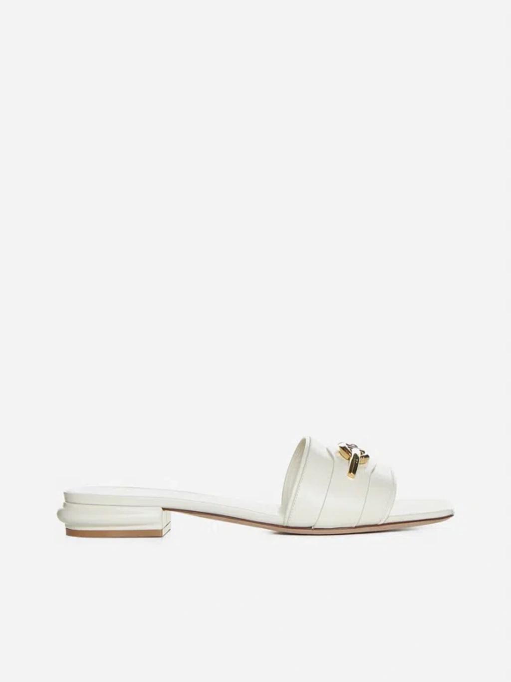 VALENTINO GARAVANI Vlogo Medallion Leather Slide Sandals In Ivory product image