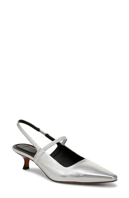 Bianca Metallic Kitten Slingback Pumps In Silver Product Image