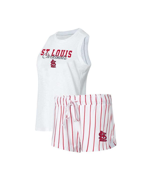 Womens Concepts Sport White St. Louis Cardinals Reel Pinstripe Tank Top & Shorts Sleep Set Product Image