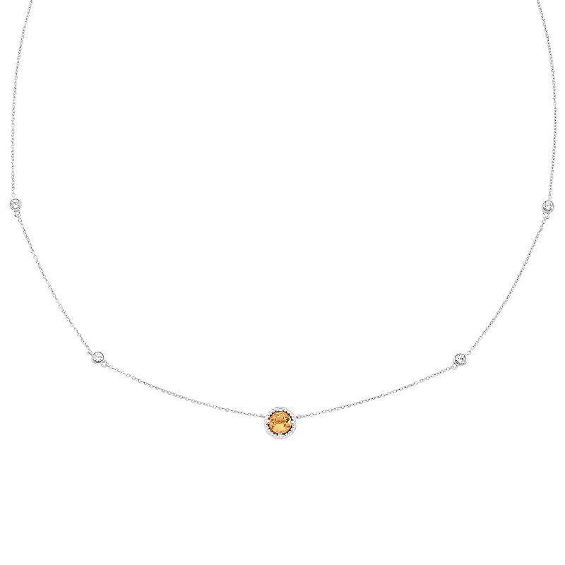 Boston Bay Diamonds Sterling Silver Genuine Citrine & Lab-Grown White Sapphire Necklace, Womens Orange Product Image