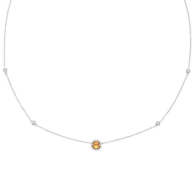 Boston Bay Diamonds Sterling Silver Genuine Citrine & Lab-Grown White Sapphire Necklace, Womens Orange Product Image