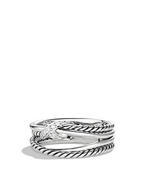 Womens X Crossover Band Ring in Sterling Silver Product Image