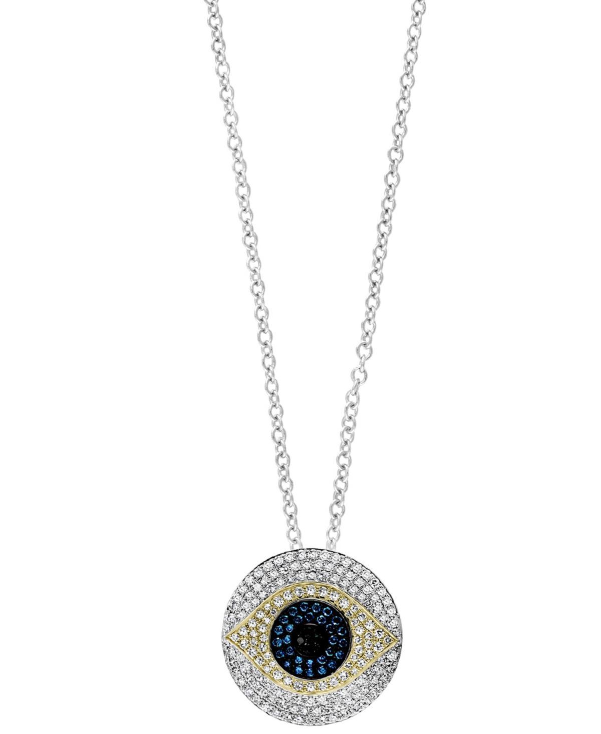 Effy Multicolor Diamond Evil Eye 18 Pendant Necklace (7/8 ct. t.w.) in 14k White & Yellow Gold Product Image