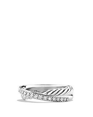 Womens Crossover Band Ring with Pav Diamonds Product Image