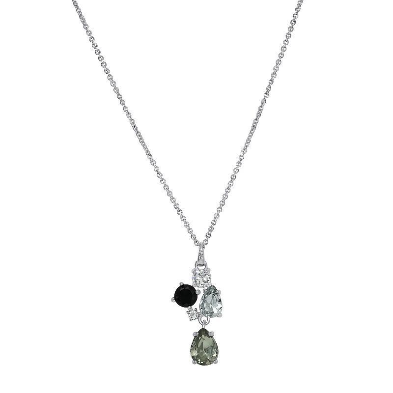 Forever Radiant Sterling Silver Crystal Pendant Necklace, Womens Green Team Product Image