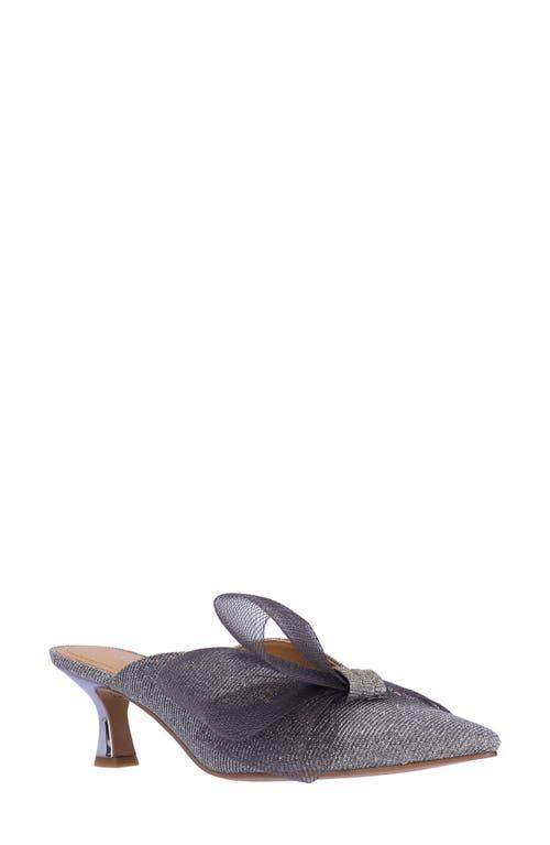 J. Renee Marteena Glitter Fabric Mesh Bow Dress Mules Product Image