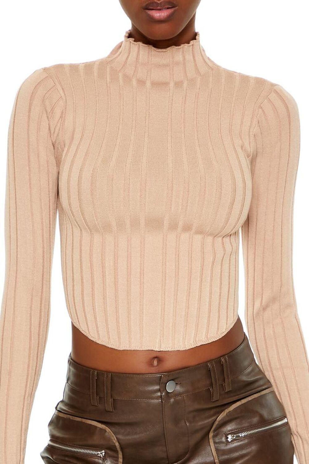 Ribbed Lettuce-Edge Crop Top | Forever 21 Product Image