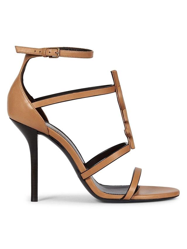 Womens Cassandra Sandals in Smooth Vegetable-Tanned Leather with Monogram Product Image