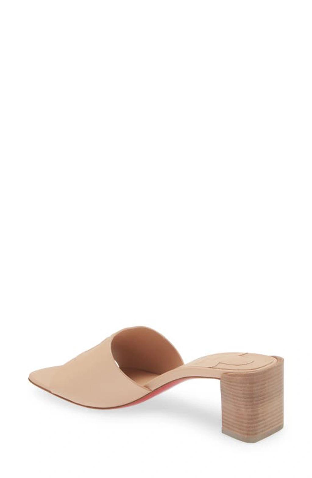 Leather Logo Red Sole Mule Sandals In Leche Product Image