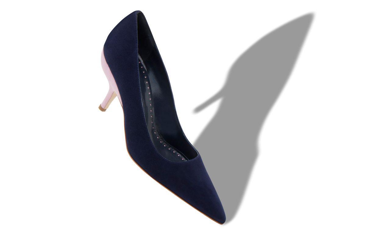 IFIRLA Navy Blue and Purple Suede Pointed Toe Pumps Product Image