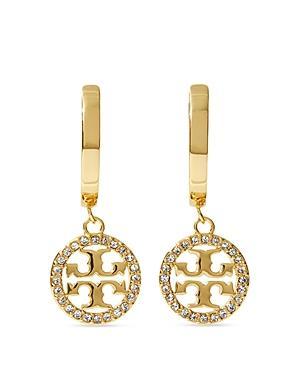 Tory Burch Miller Pav Drop Huggie Hoop Earrings Product Image