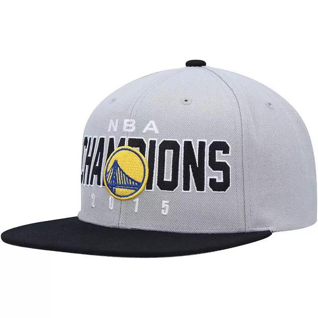 Mens Mitchell & Ness Gray/Black Golden State Warriors Hardwood Classics 2015 NBA Champions Snapback Hat Product Image