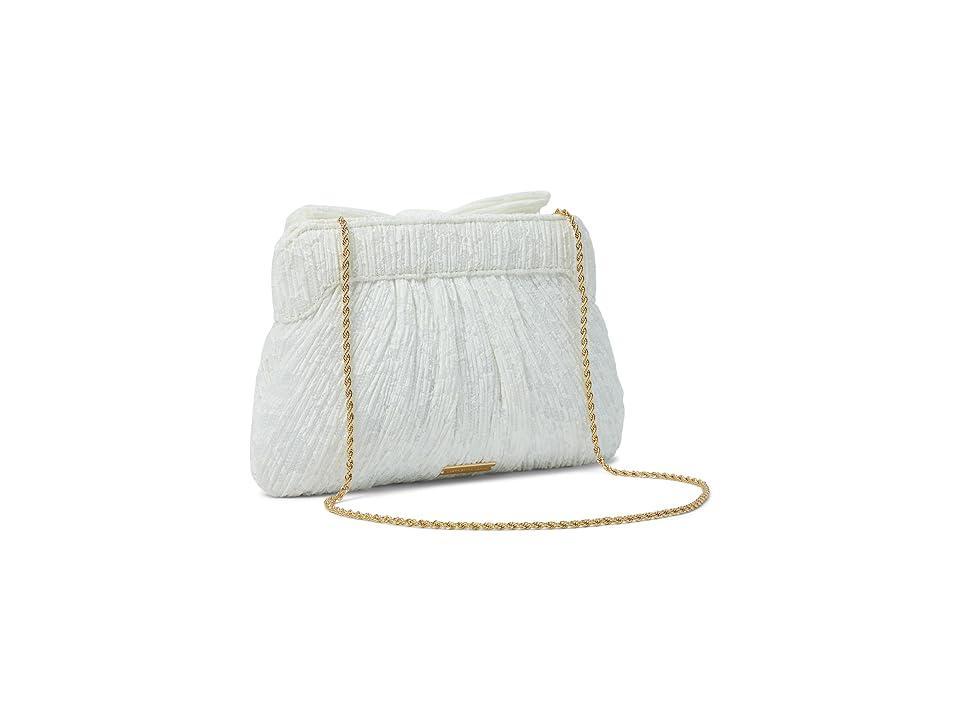 Loeffler Randall Rayne Pleated Frame Clutch with Bow Cream) Clutch Handbags Product Image