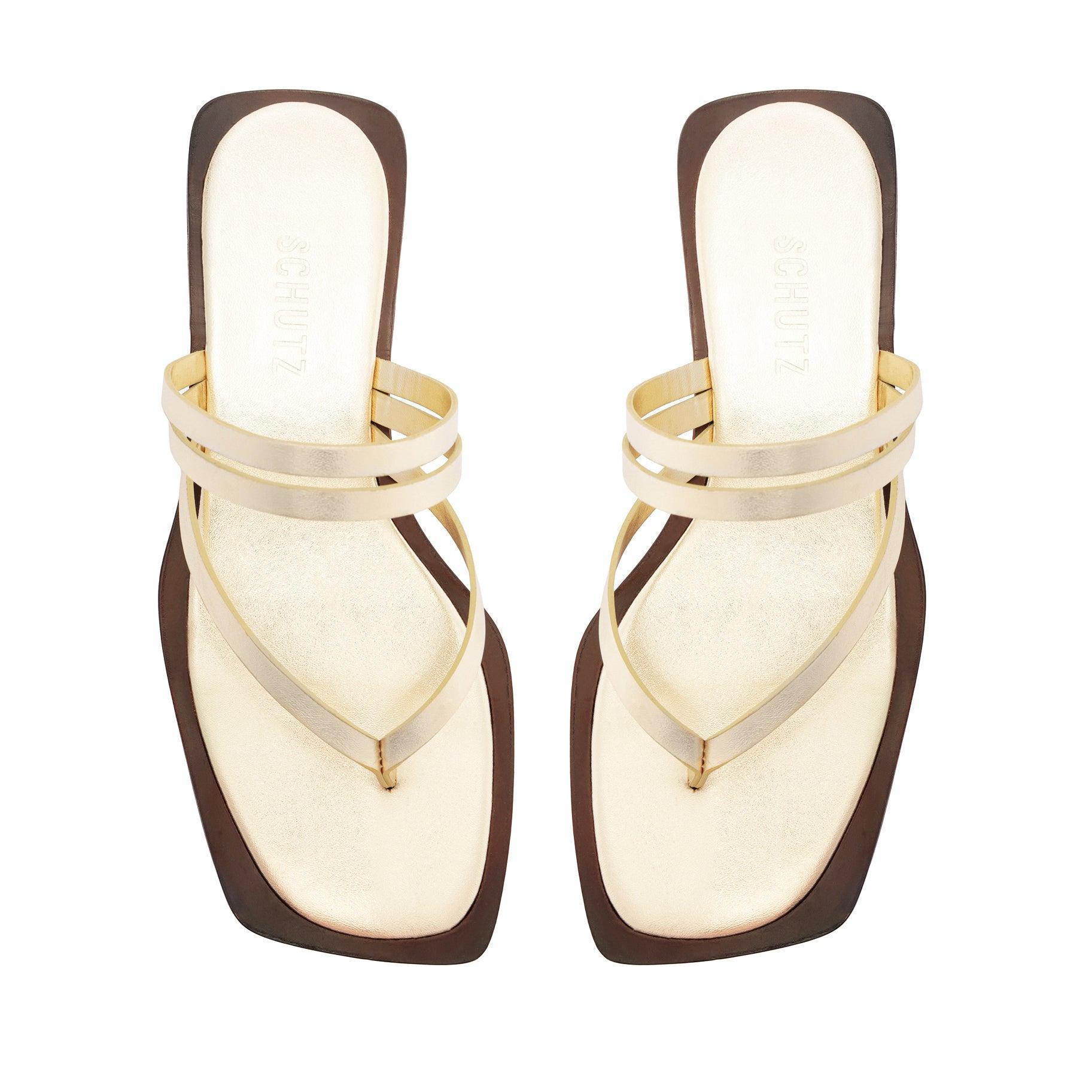 Rania Metallic Leather Flat Sandal Female Product Image