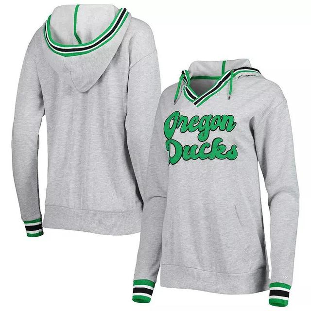 Womens Colosseum Heathered Gray Oregon Ducks Andy V-Neck Pullover Hoodie Product Image