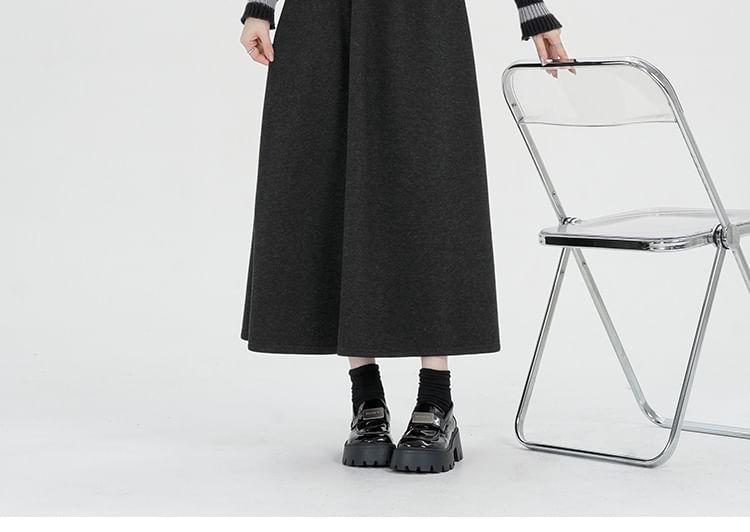 High Rise Plain Midi A-Line Skirt Product Image