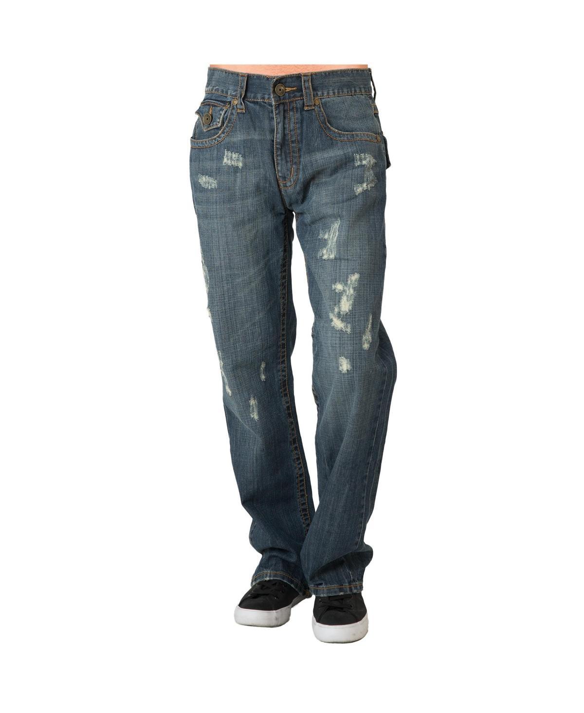 Level 7 Mens Midrise Relaxed Boot cut Premium Denim Jeans Vintage Like Wash Product Image