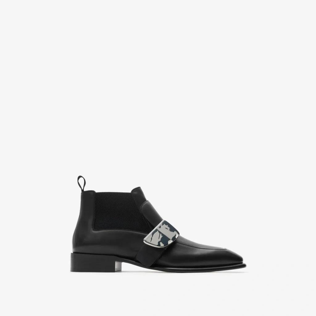 BURBERRY Shield Leather Chelsea Boots In Black Product Image