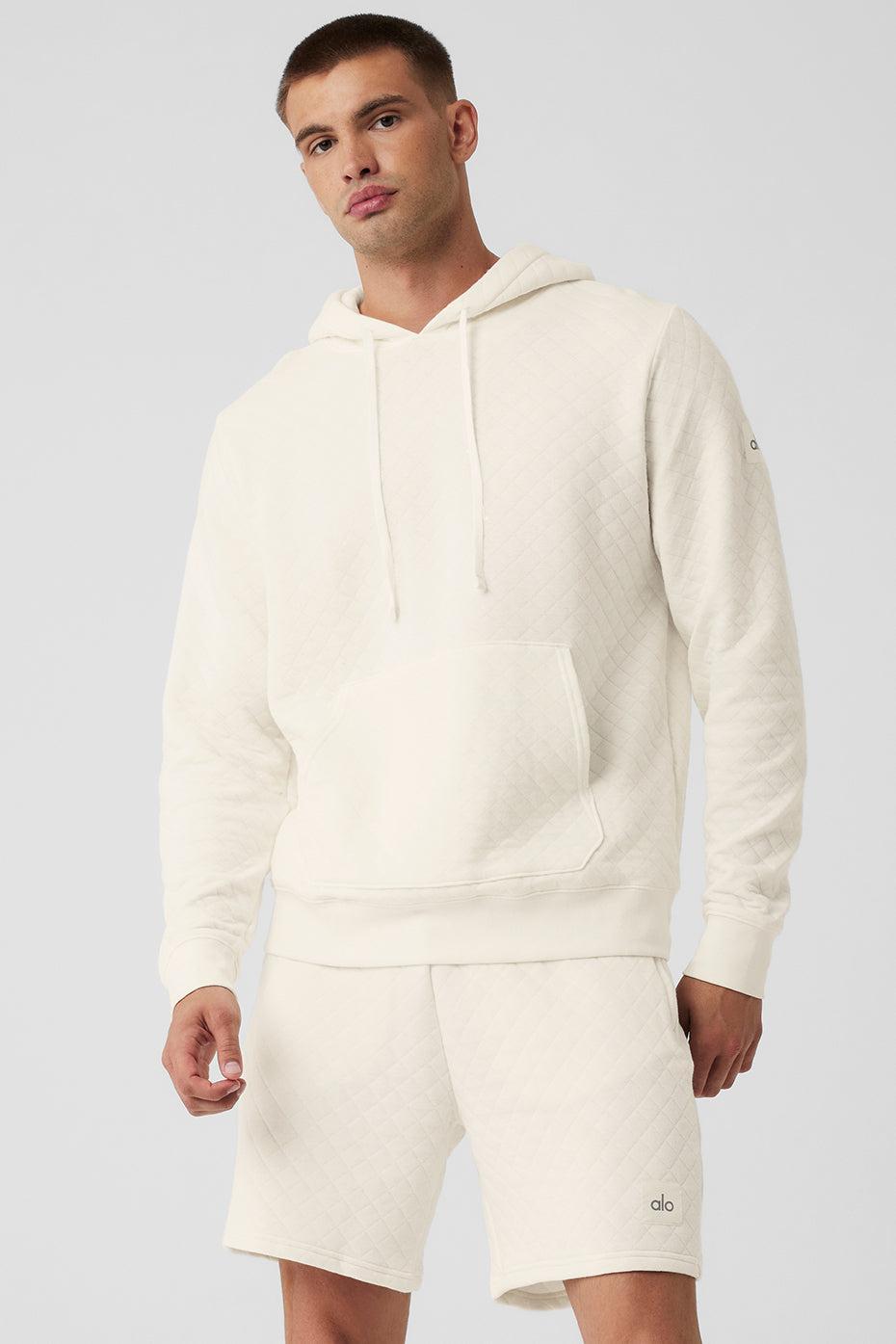 Quilted Stadium Hoodie - Ivory Male Product Image