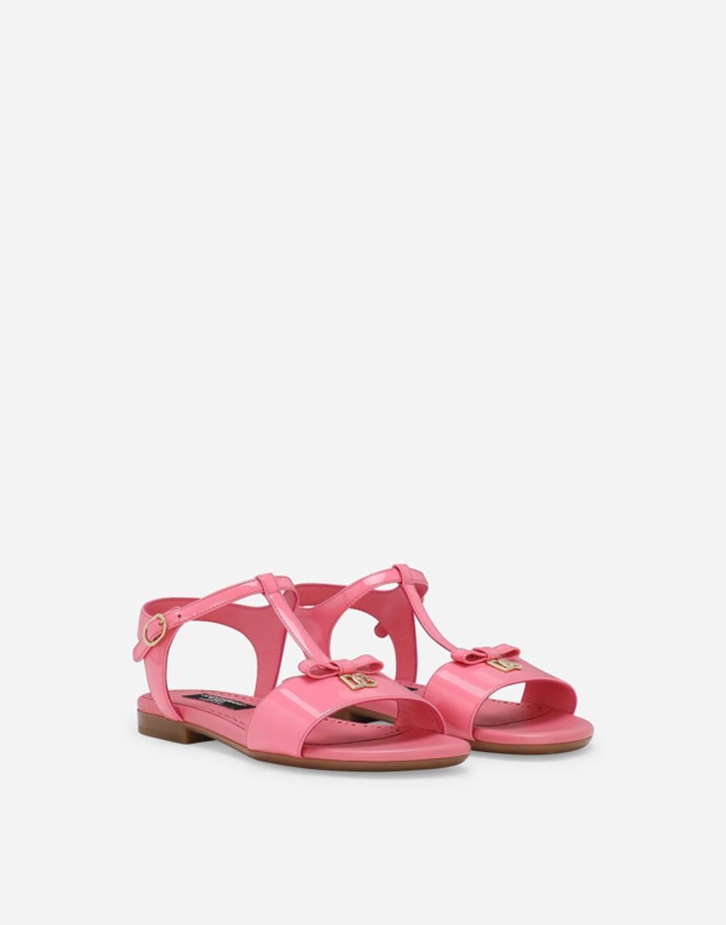 DOLCE & GABBANA Patent Leather Sandals In Pink Product Image