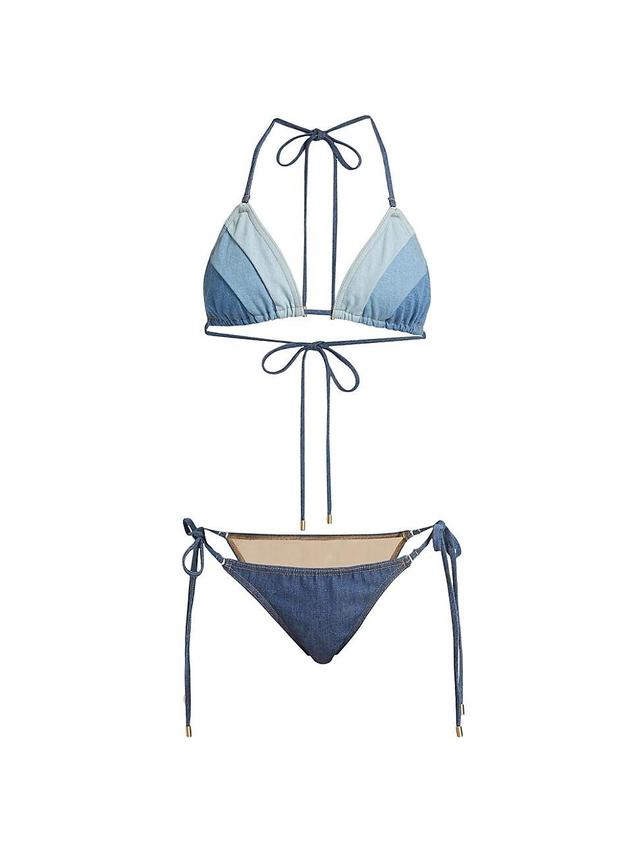 Womens Tallow Denim Triangle Bikini Set Product Image