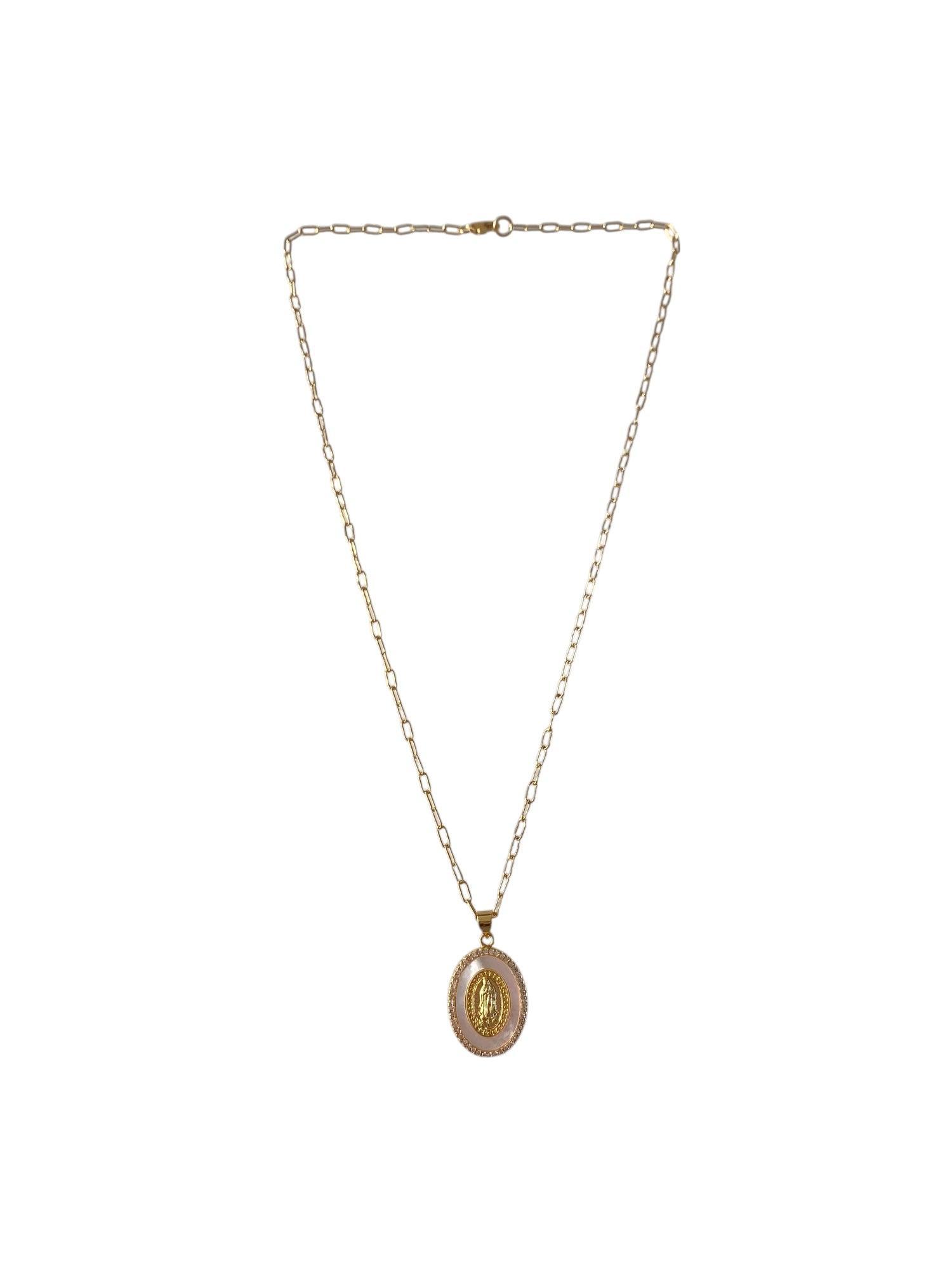 CZ Opal Mary Necklace Product Image