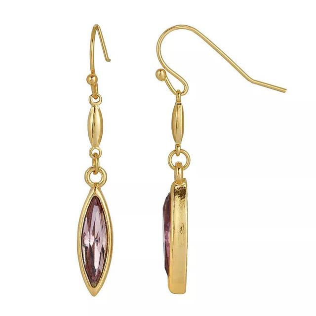 1928 Gold Tone Crystal Navette Drop Earrings, Womens, Purple Product Image