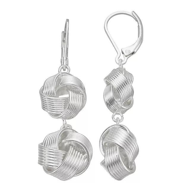 Napier Silver Tone Double Ball Knot Drop Earrings, Womens Product Image